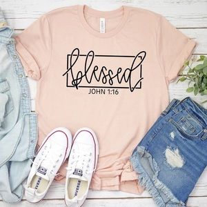 Blessed TShirt Bible Theme Peach Tee NEW NWT